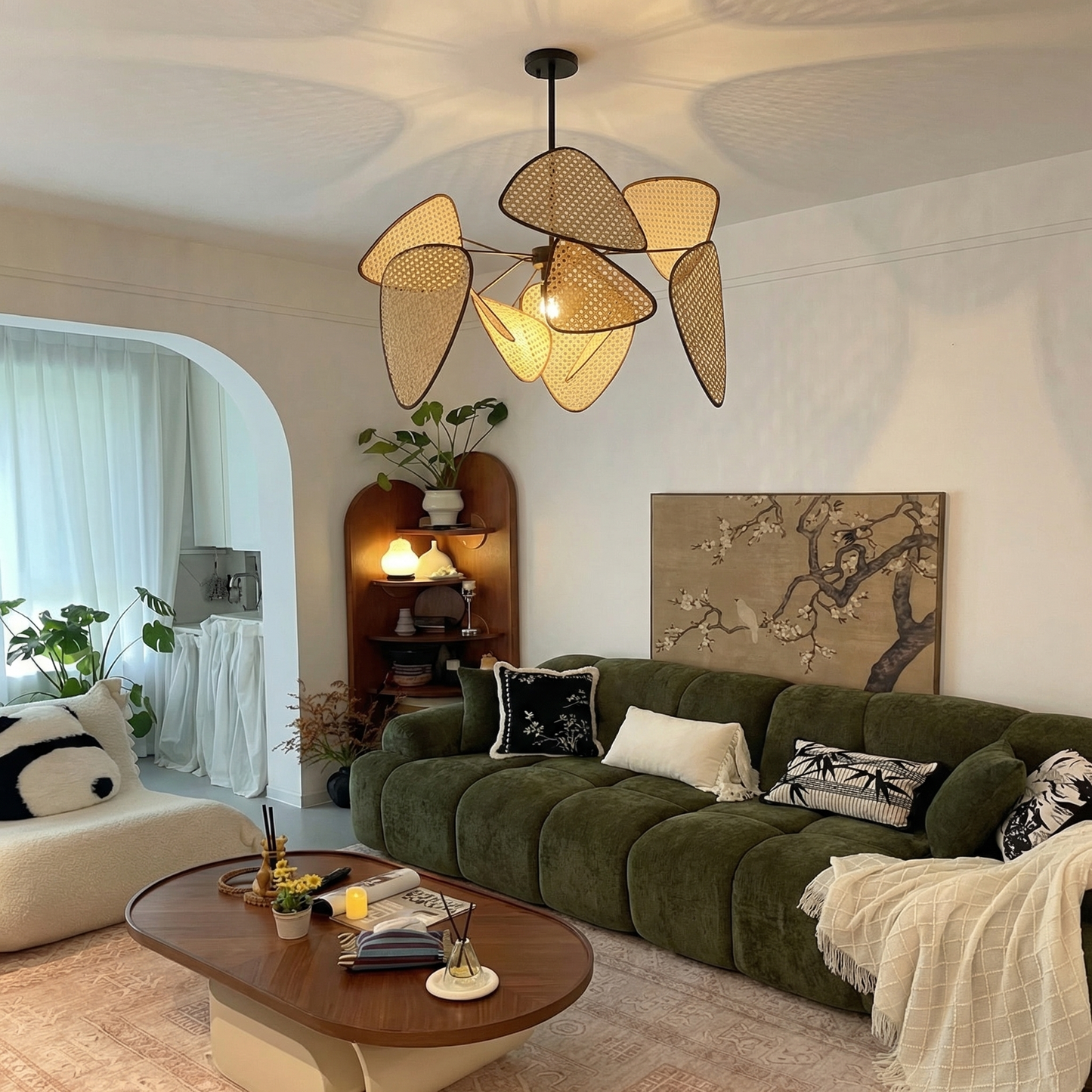 Cane Webbing Screen Chandelier