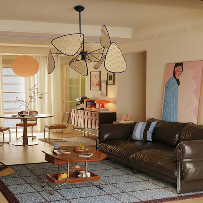 Cane Webbing Screen Chandelier