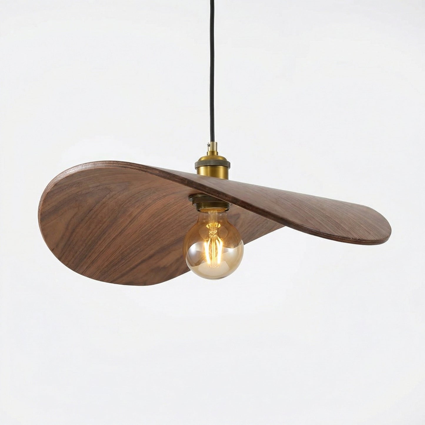Curved Wood Veneer Wave Pendant Light