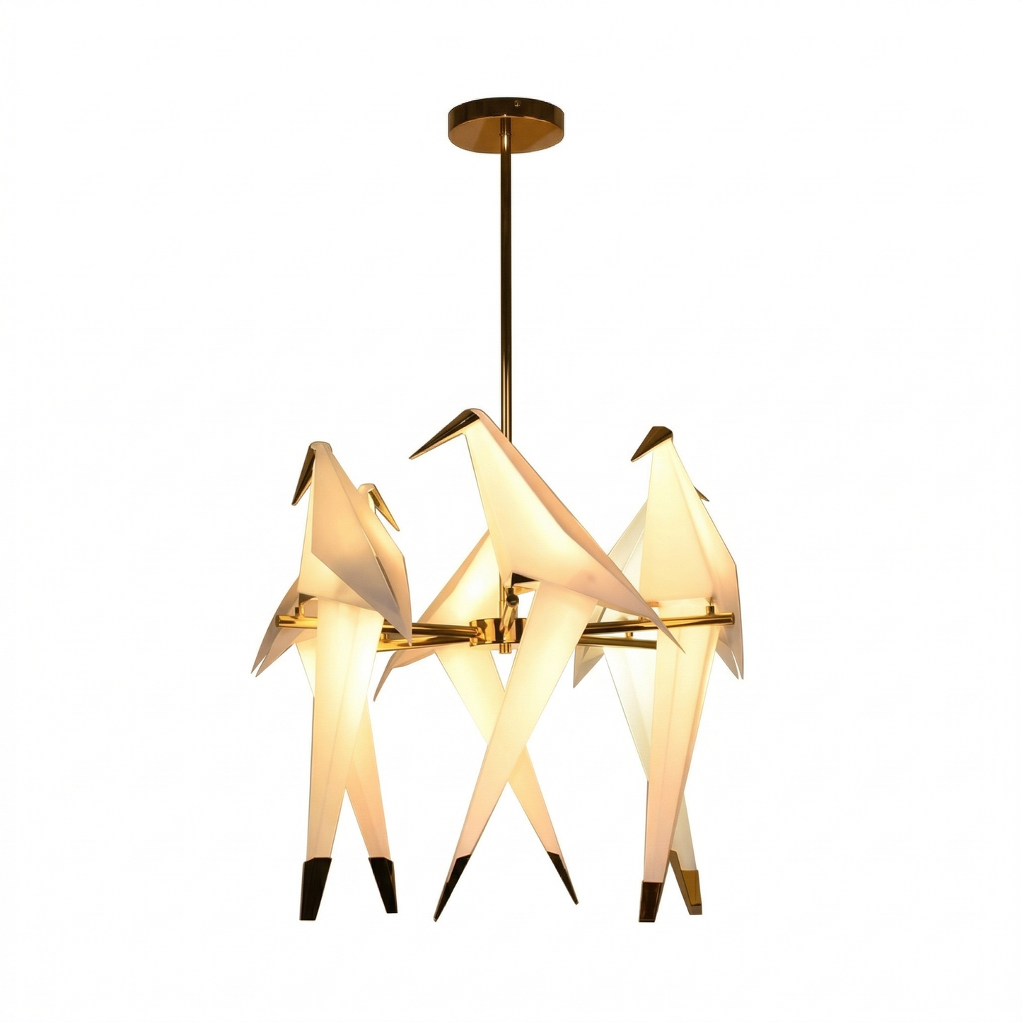 Origami Bird Chandelier on Brass Bars