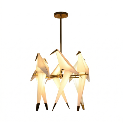 Origami Bird Chandelier on Brass Bars