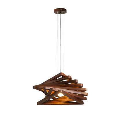 Spiral Wood Triangle Pendant Light