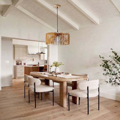 Wooden Slat Sculptural Pendant Light