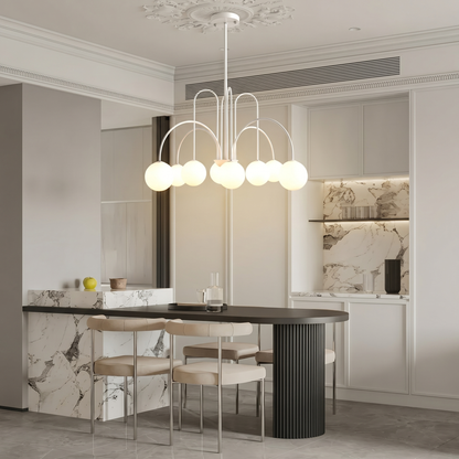 Gooseneck Opal Globe Chandelier