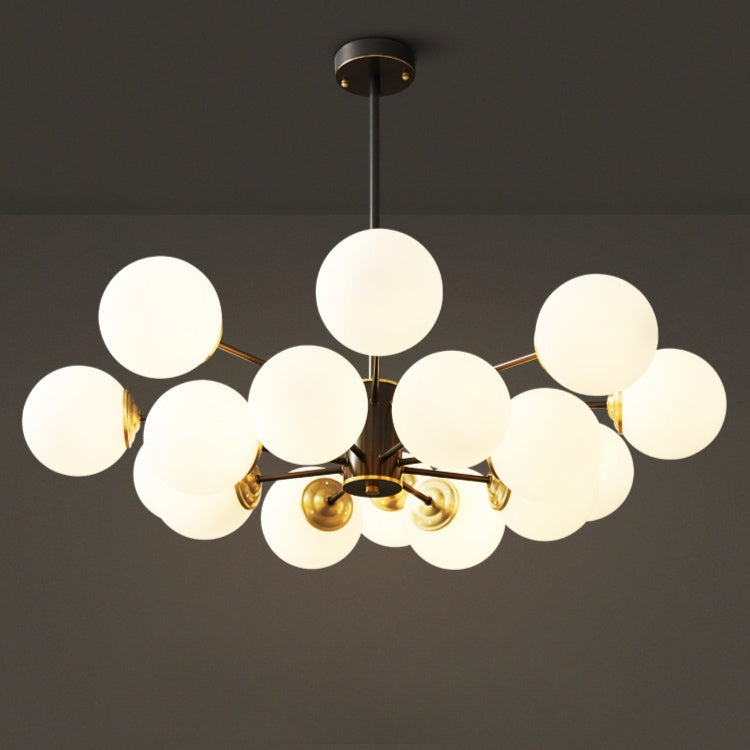 Dual-Tier Globe Chandelier in Black and Gold