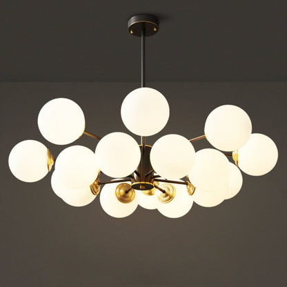 Dual-Tier Globe Chandelier in Black and Gold