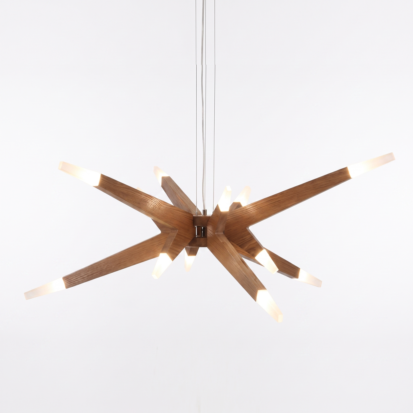 Solid Ash Starburst Chandelier, 12 Light