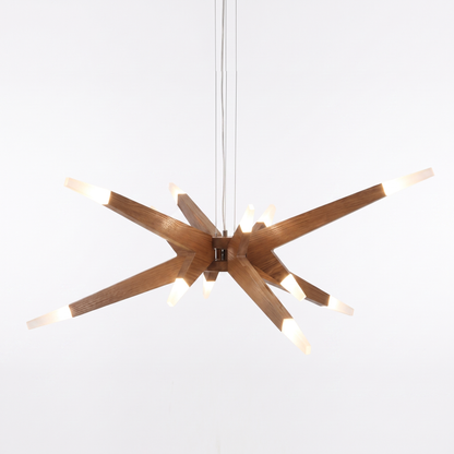 Solid Ash Starburst Chandelier, 12 Light