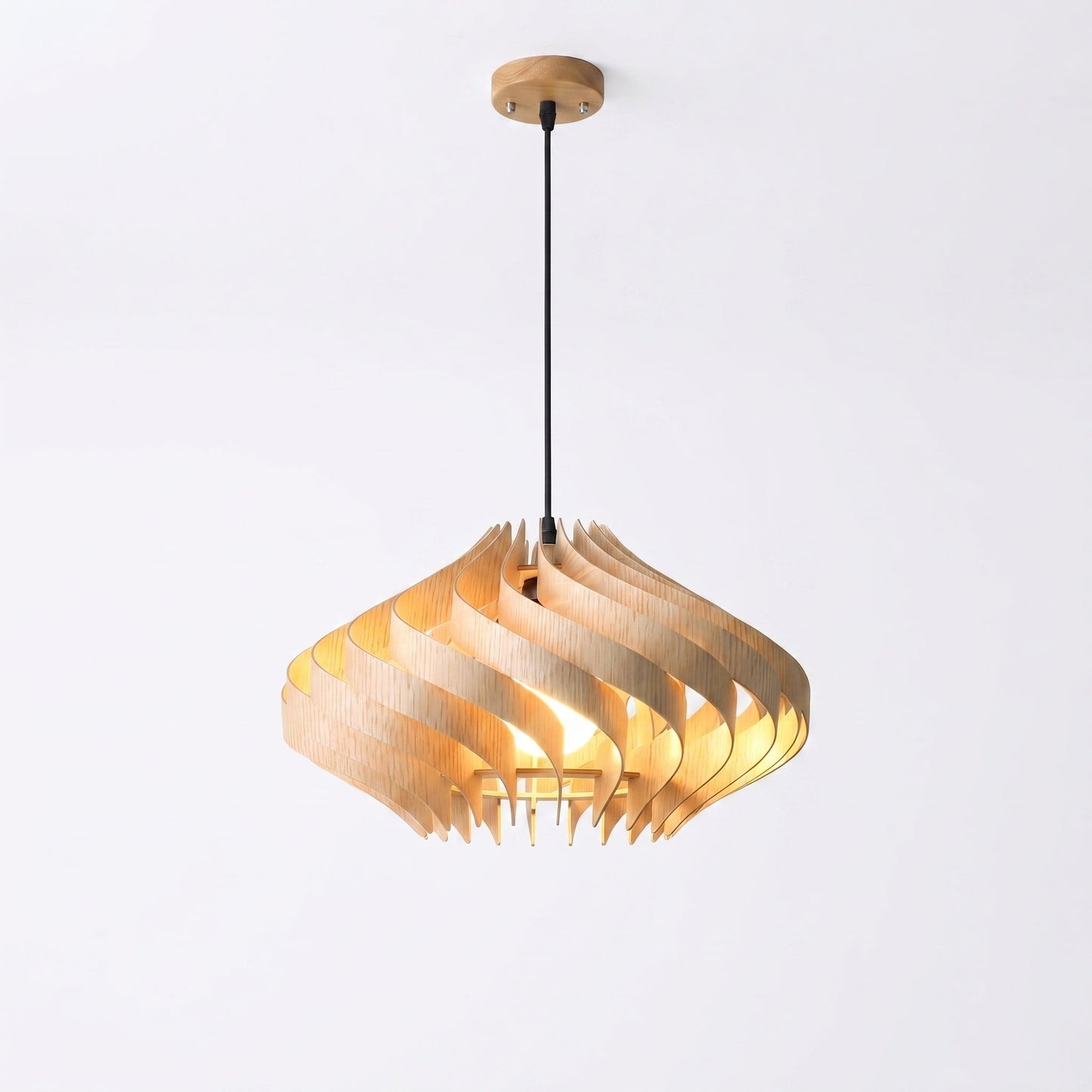 Twisted Wood Ribbon Pendant Light