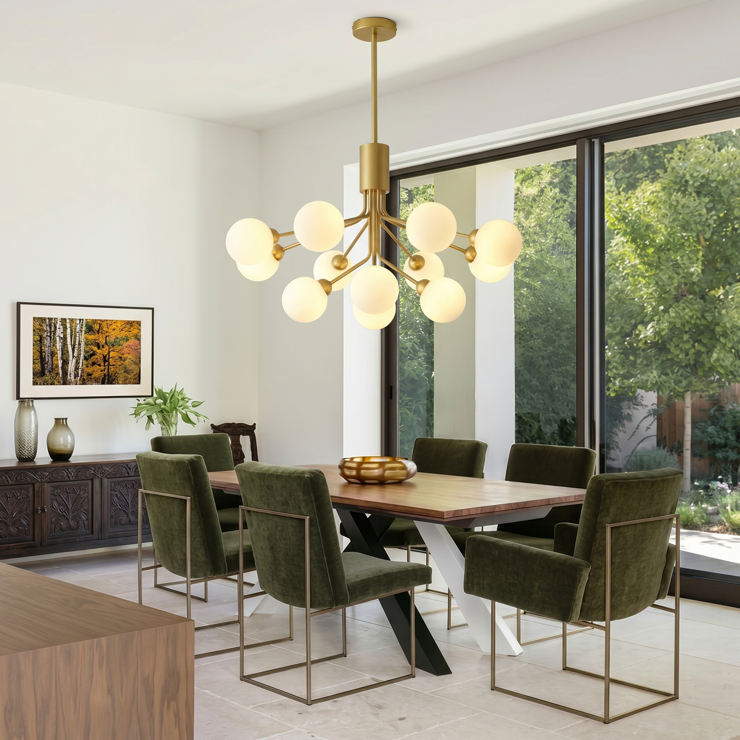 Gold Branching Globe Chandelier