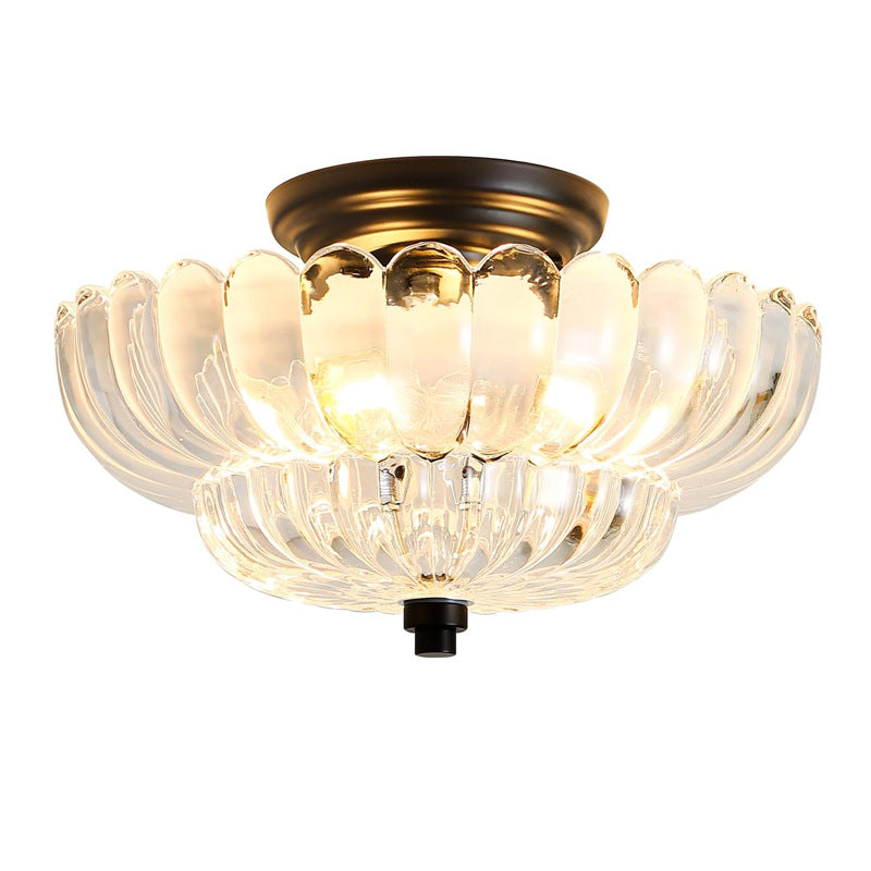 Ribbed Glass Umbrella Semi-Flush Light