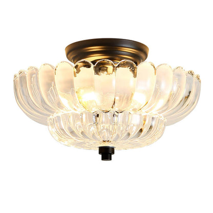 Ribbed Glass Umbrella Semi-Flush Light