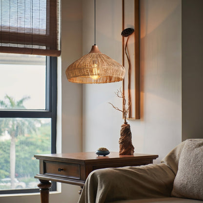 Hand-Woven Rattan Coastal Dome Lamp