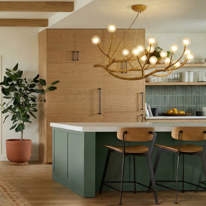 Organic Tree Branch Glass Globe Chandelier