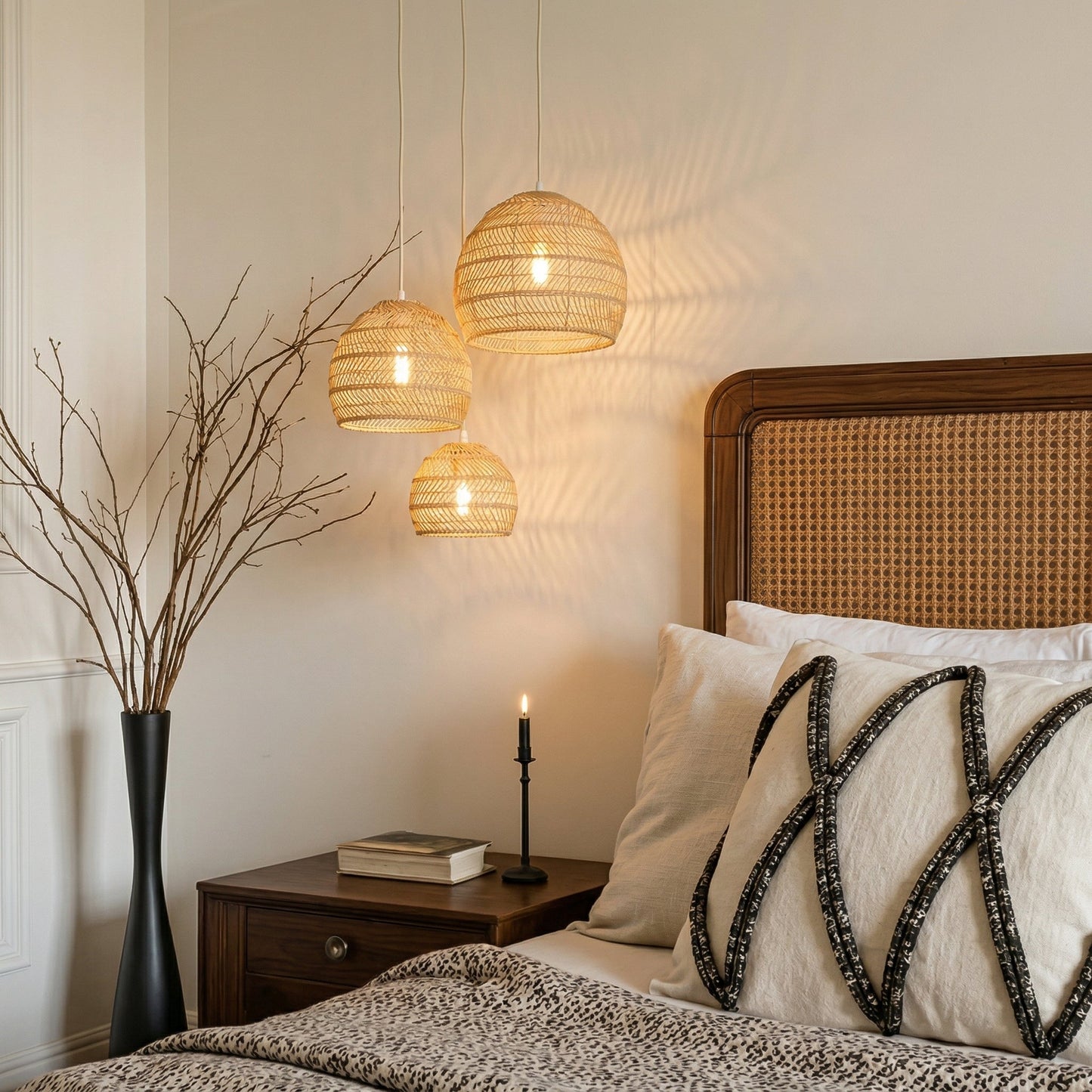 Hand-Woven Rattan Dome Pendant