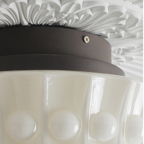 Hobnail Milk Glass Flush Mount Light