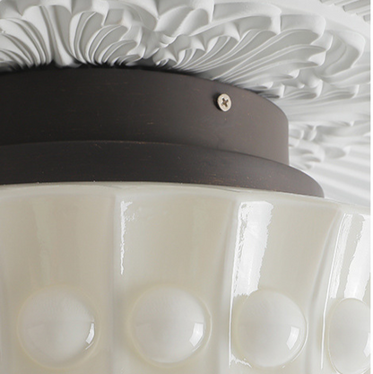 Hobnail Milk Glass Flush Mount Light