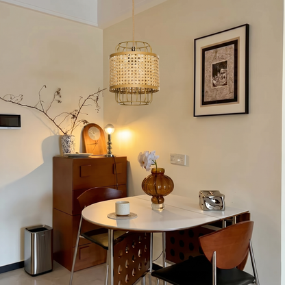 Rattan Cane Wire Birdcage Lantern