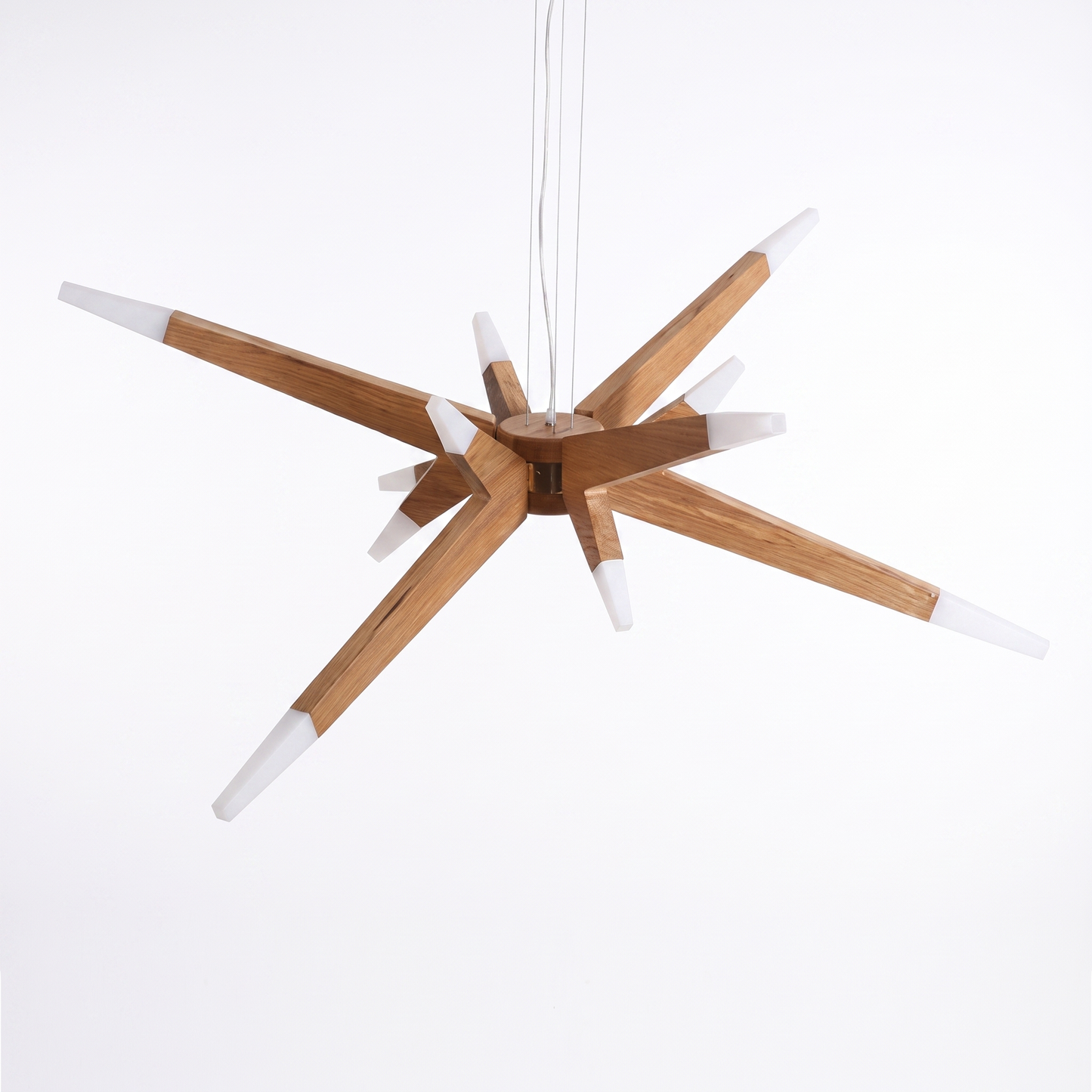 Solid Ash Starburst Chandelier, 12 Light