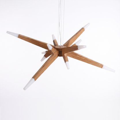Solid Ash Starburst Chandelier, 12 Light