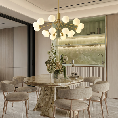 Gold Branching Globe Chandelier