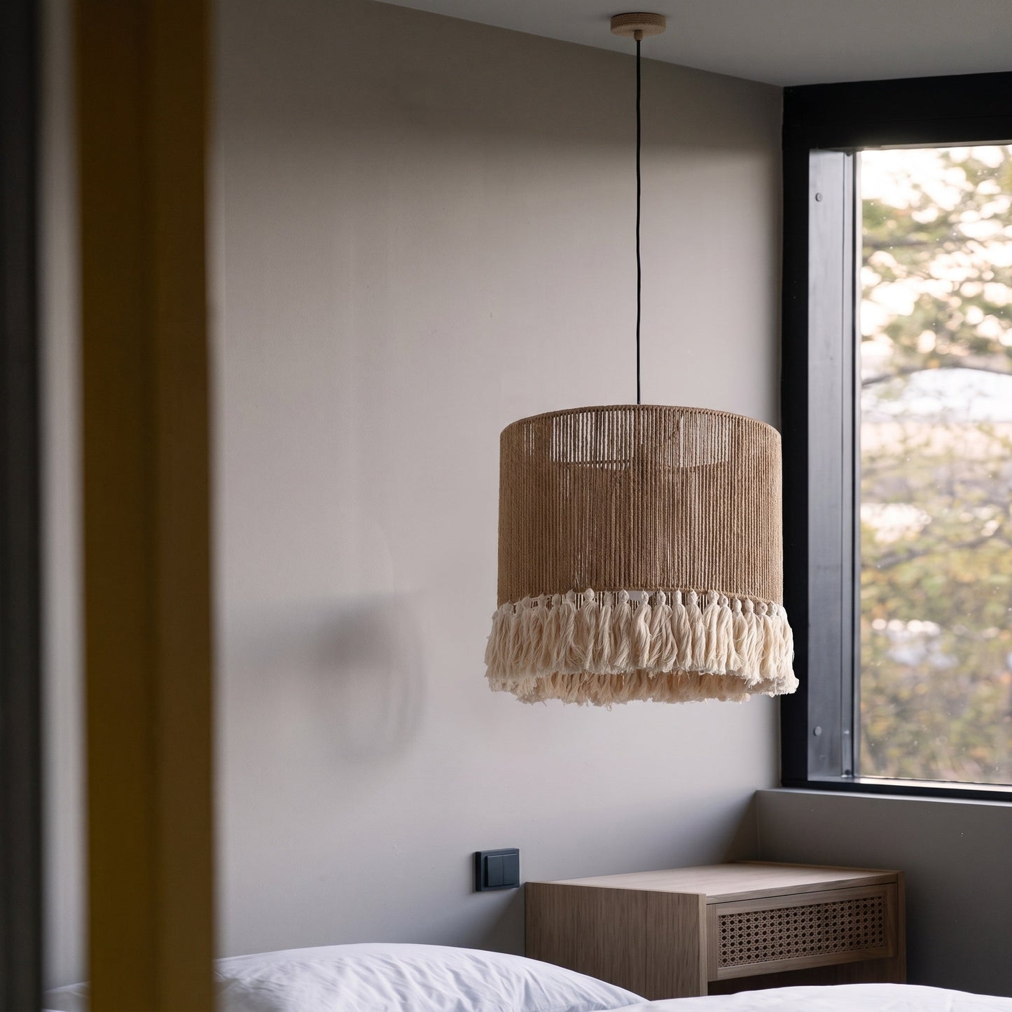 Jute Rope Fringe Tassel Pendant Light