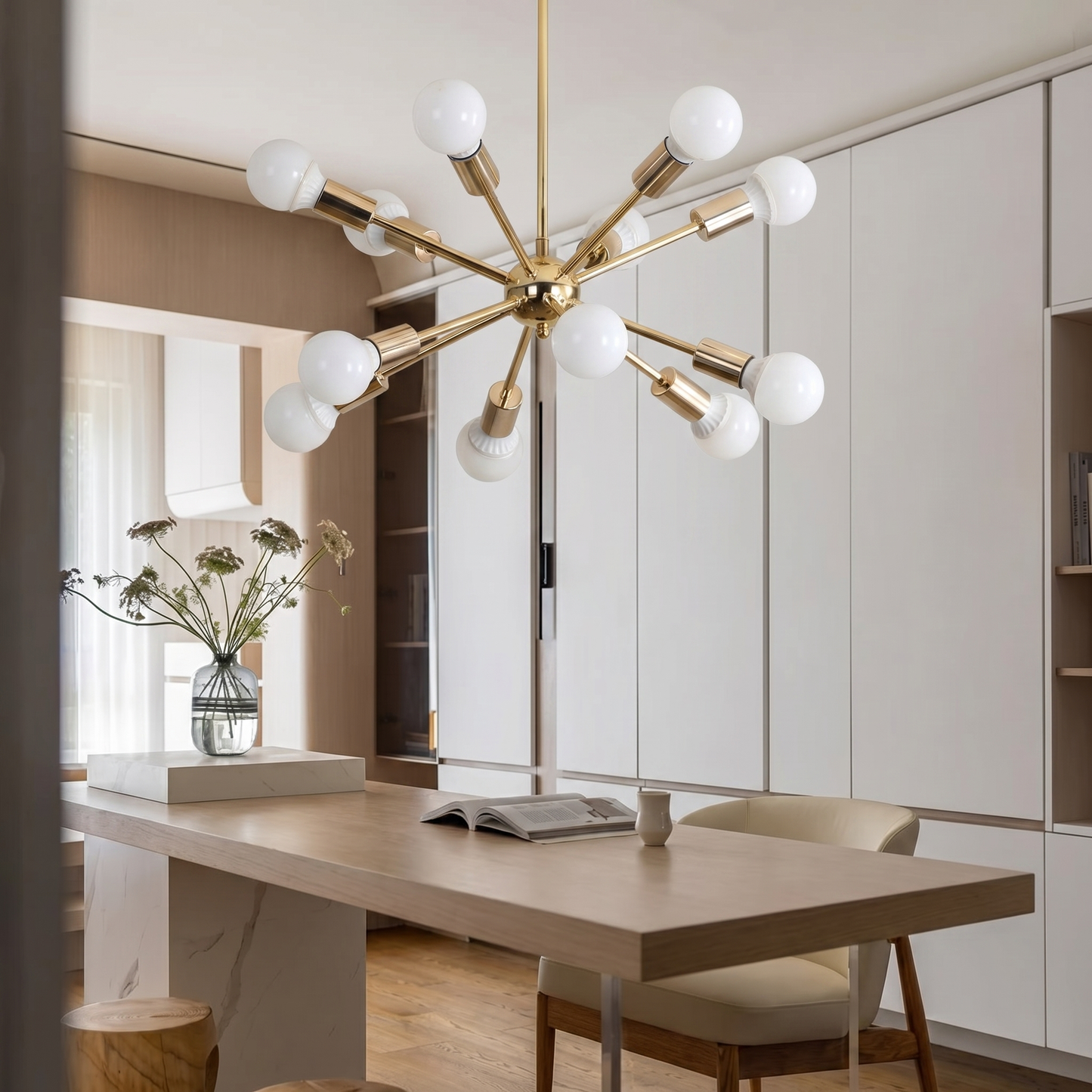 Gold Sputnik Starburst Chandelier