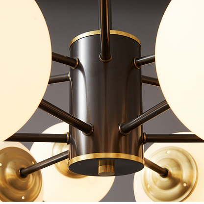 Dual-Tier Globe Chandelier in Black and Gold