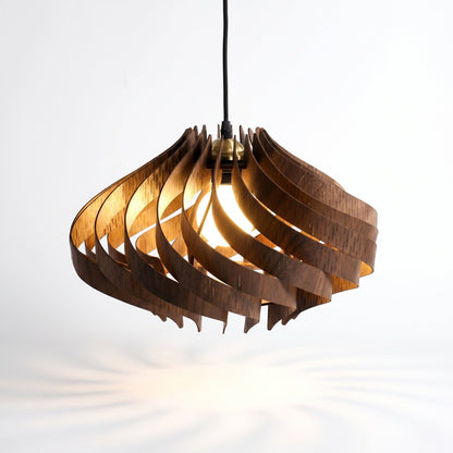 Twisted Wood Ribbon Pendant Light
