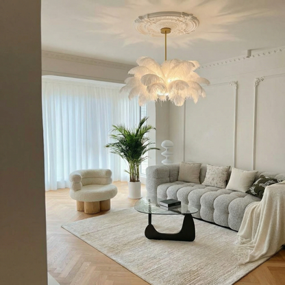 Ostrich Feather Chandelier in Gold