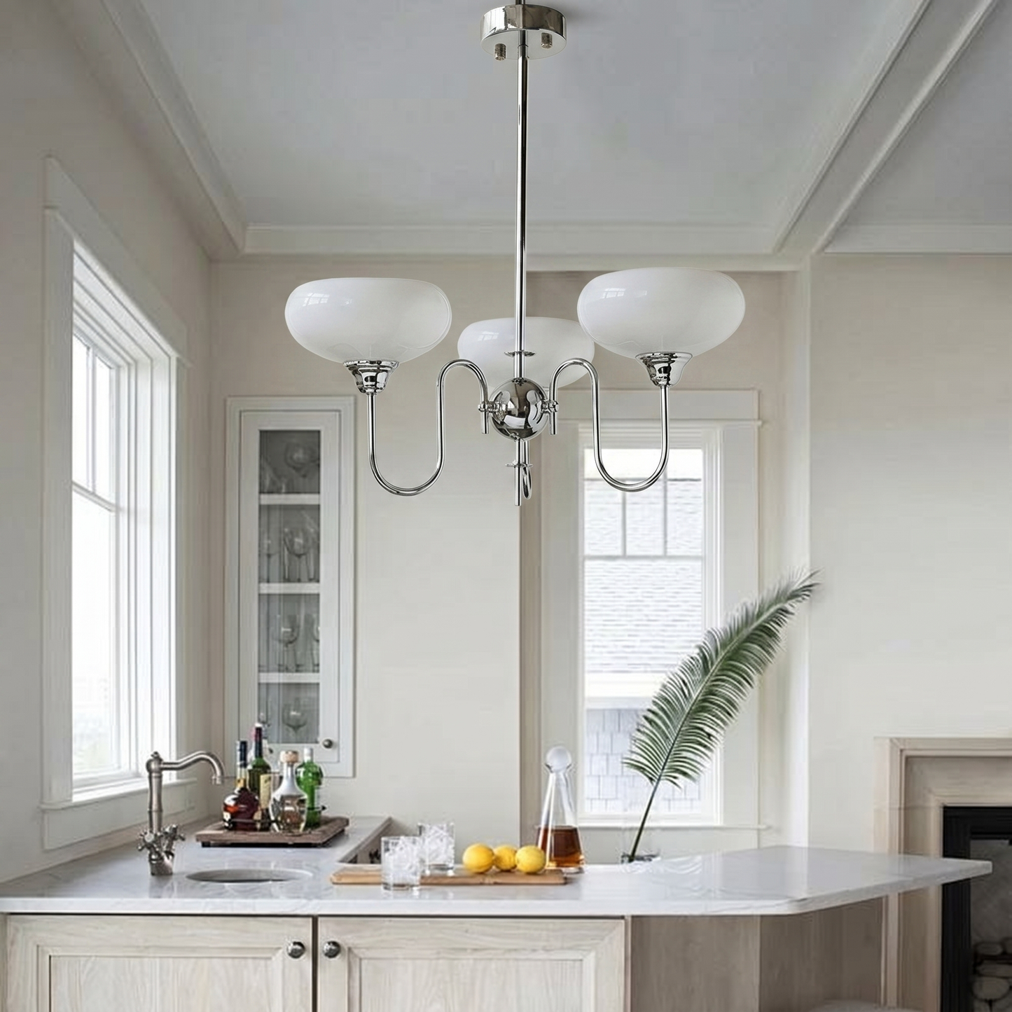 Chrome Gooseneck Globe Chandelier