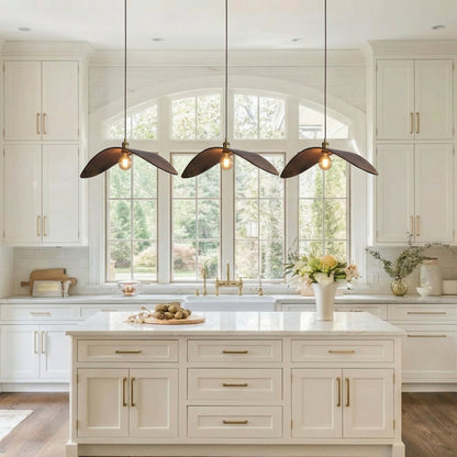 Curved Wood Veneer Wave Pendant Light