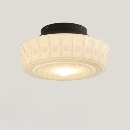 Hobnail Milk Glass Flush Mount Light