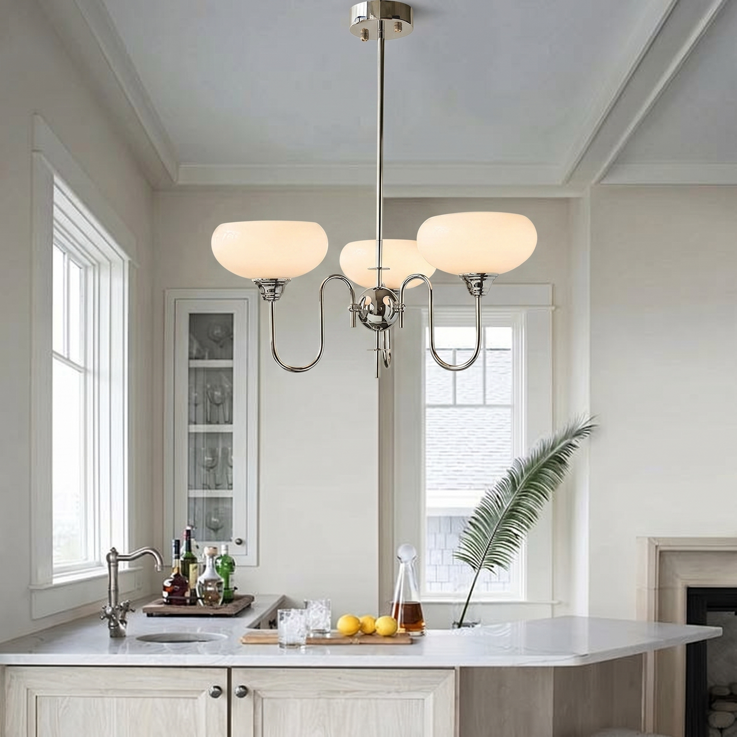 Chrome Gooseneck Globe Chandelier