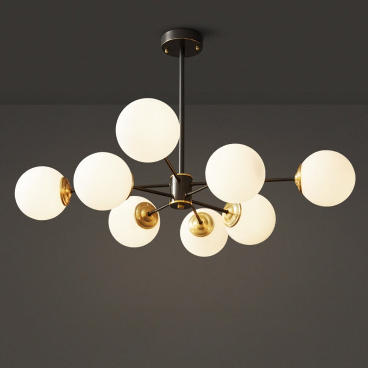 Dual-Tier Globe Chandelier in Black and Gold