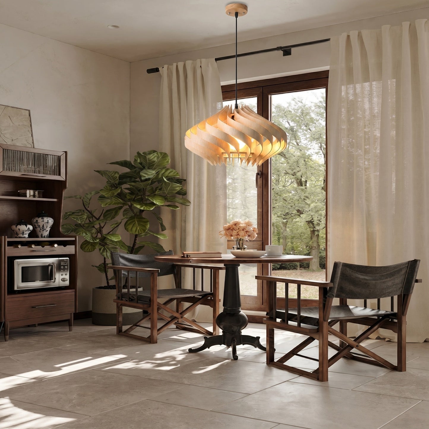 Twisted Wood Ribbon Pendant Light