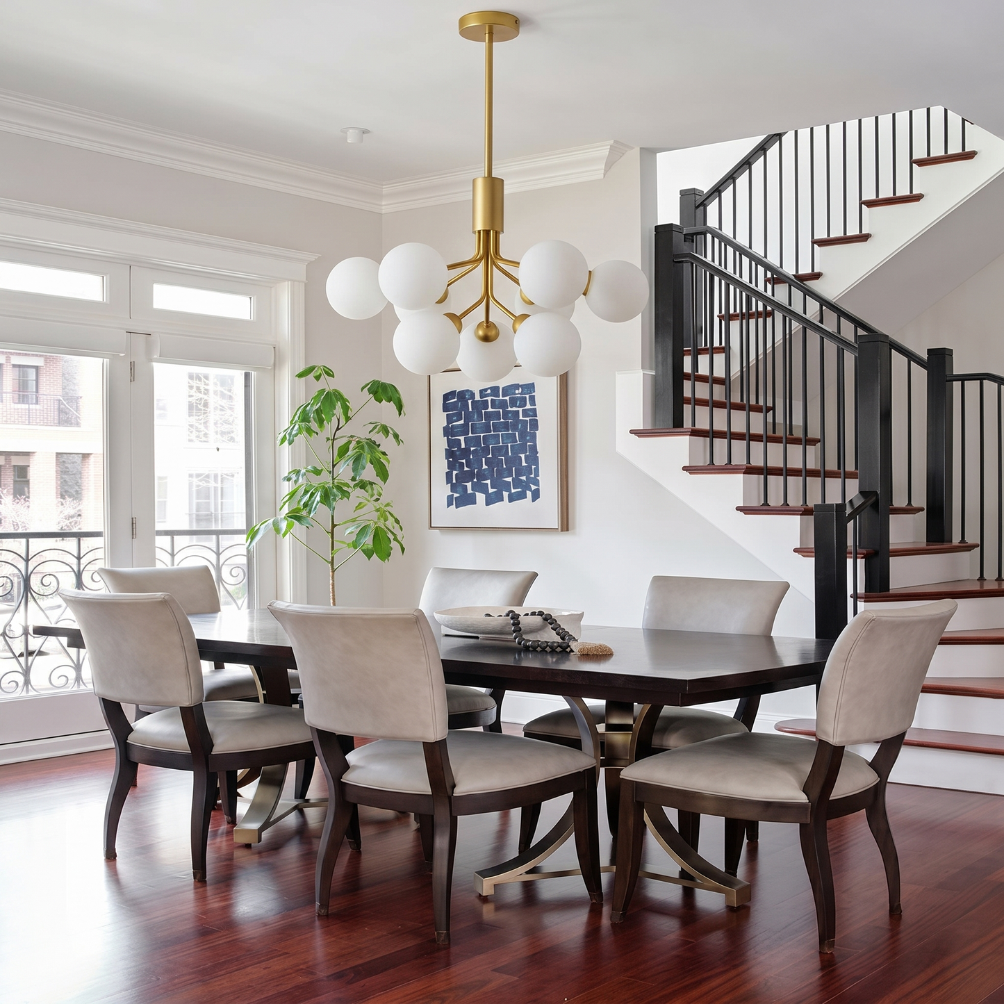 Gold Branching Globe Chandelier