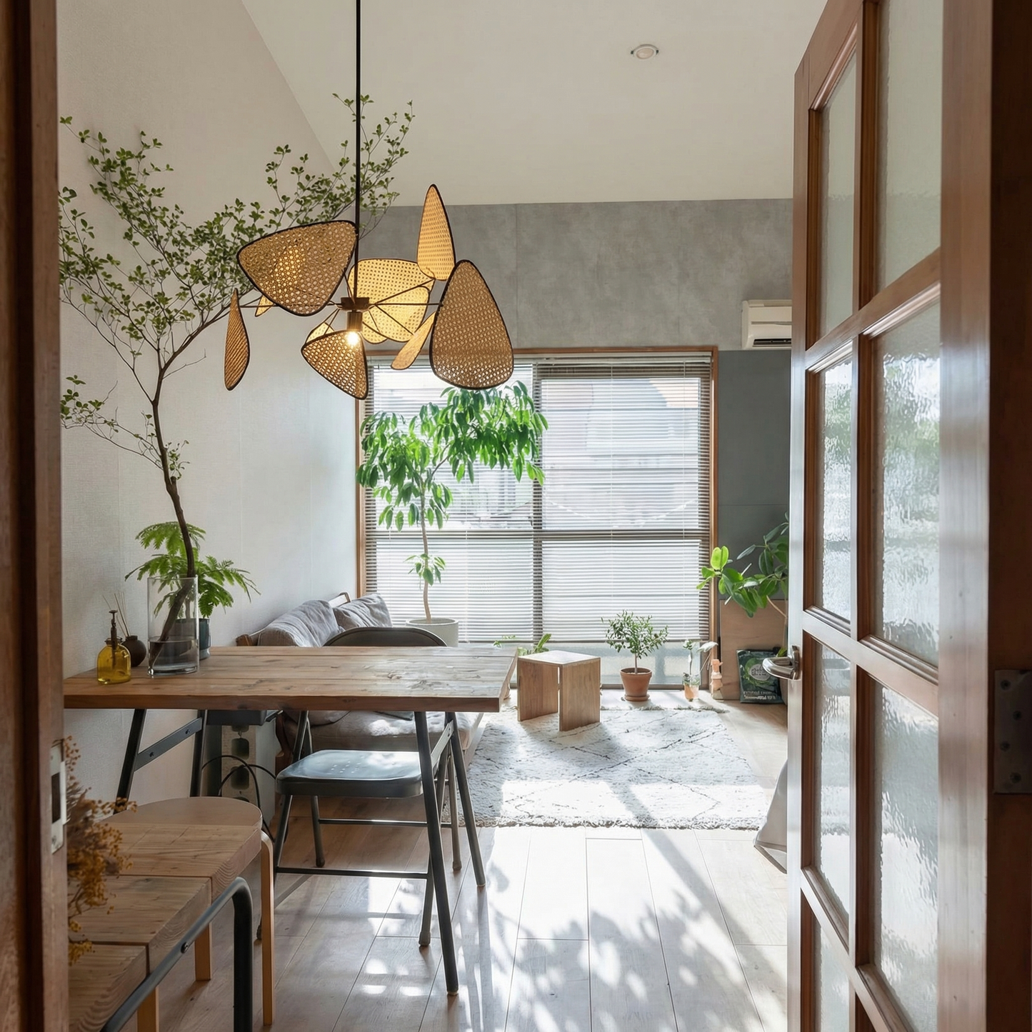 Cane Webbing Screen Chandelier