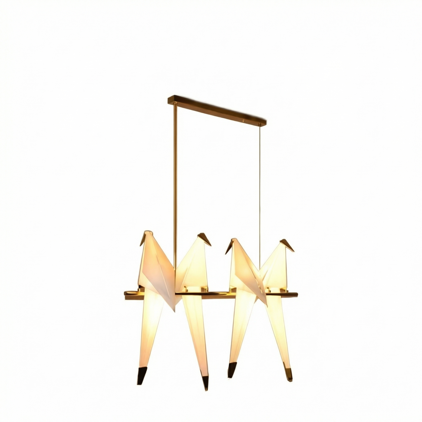 4-Bird Linear Origami Pendant in Gold