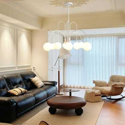 Gooseneck Opal Globe Chandelier
