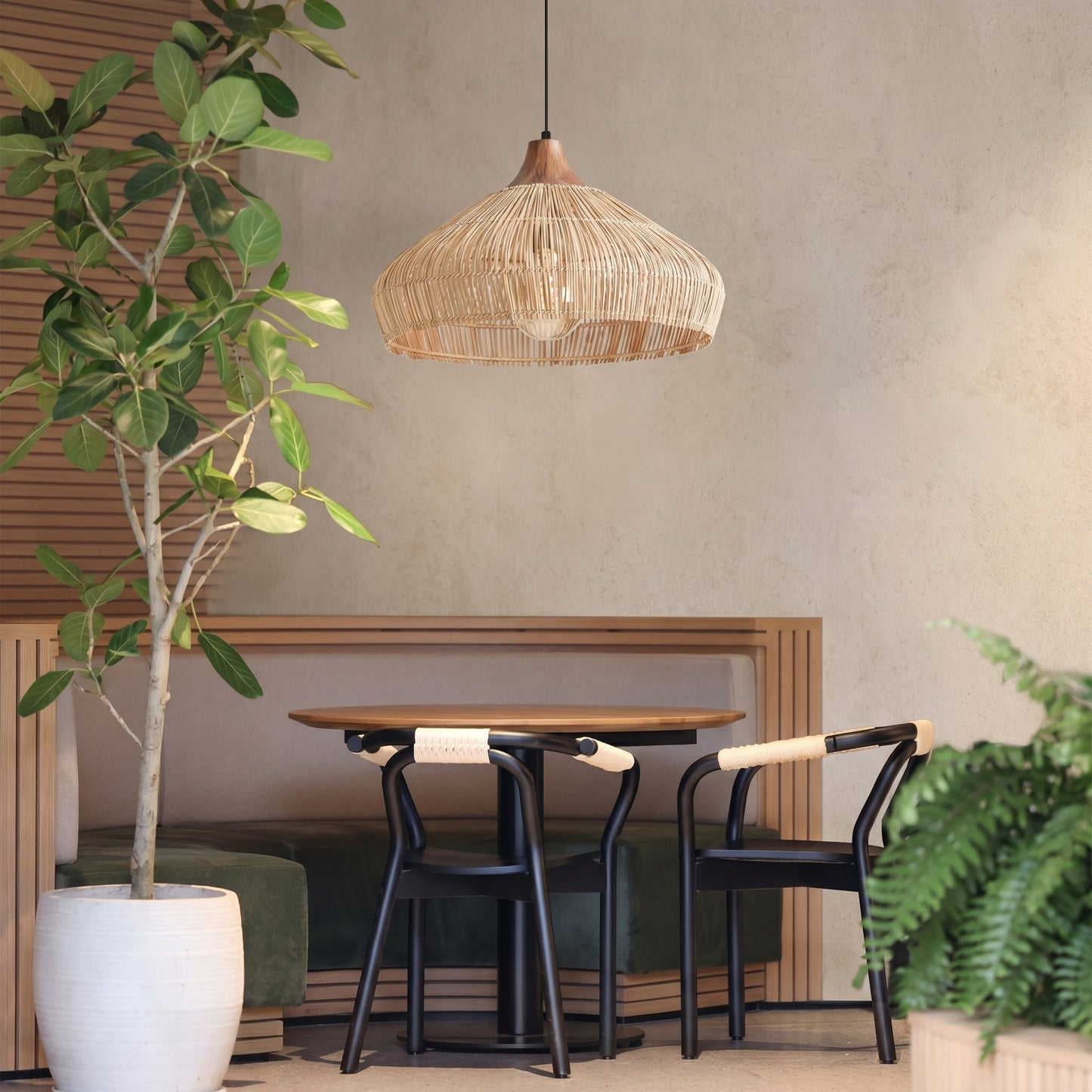 Hand-Woven Rattan Coastal Dome Lamp