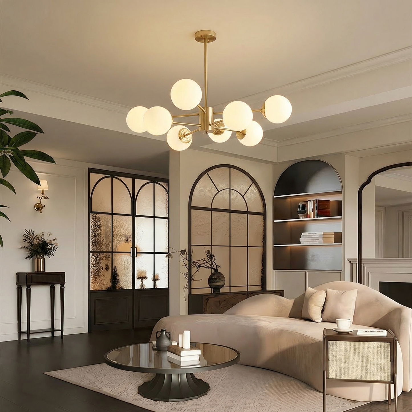 Gold Molecular Sputnik Chandelier