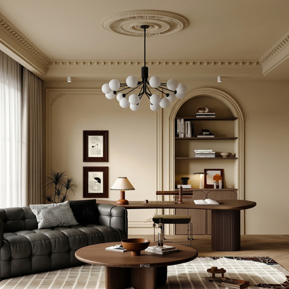 Matte Black Branching Globe Chandelier
