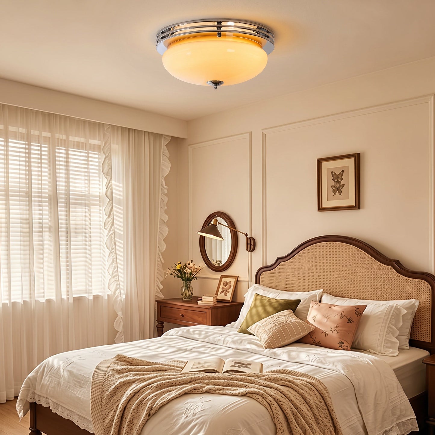 Bauhaus Amber Glass Flush Mount