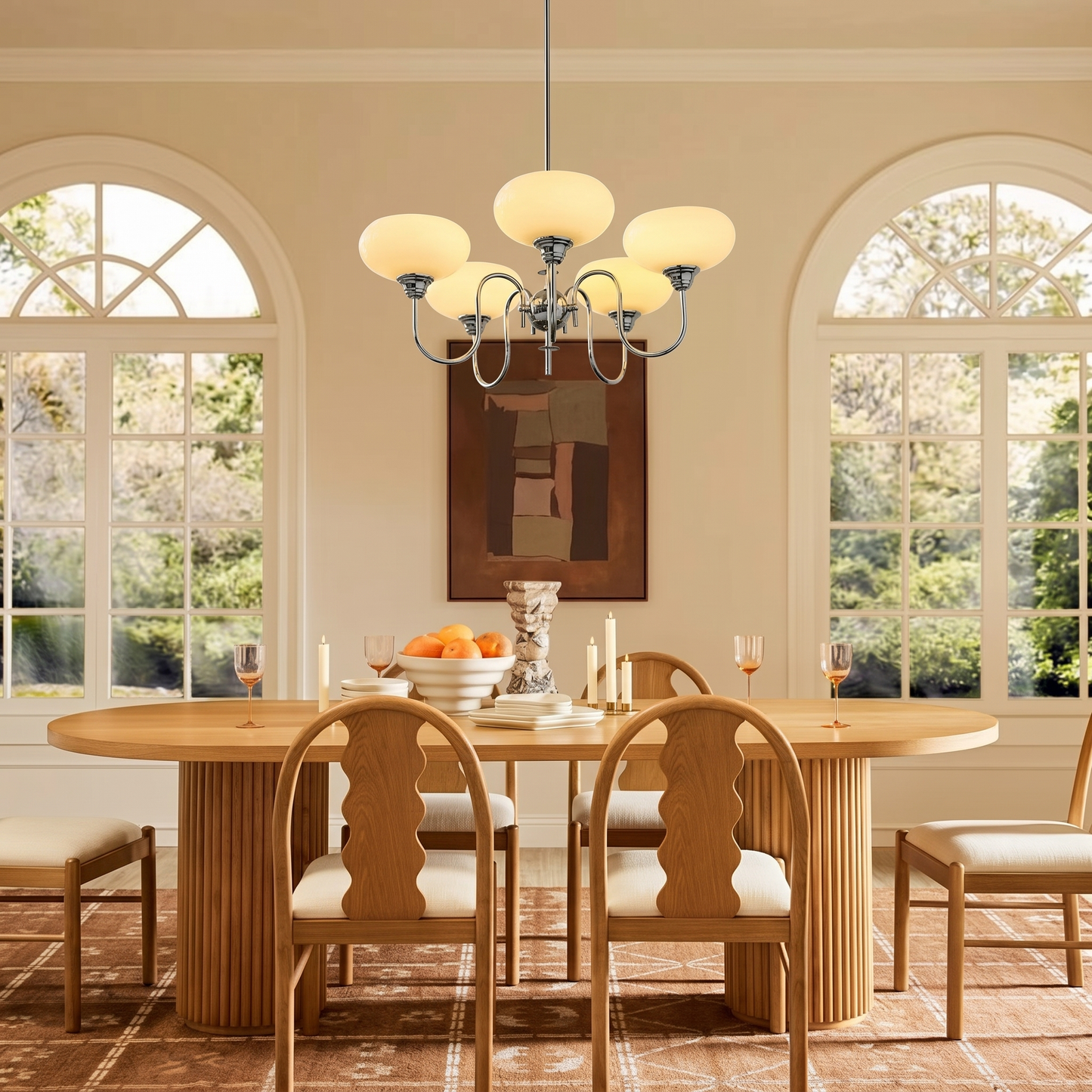 Chrome Gooseneck Globe Chandelier