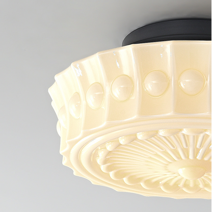 Hobnail Milk Glass Flush Mount Light