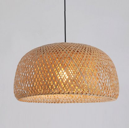 Hand-Woven Bamboo Dome Pendant Light