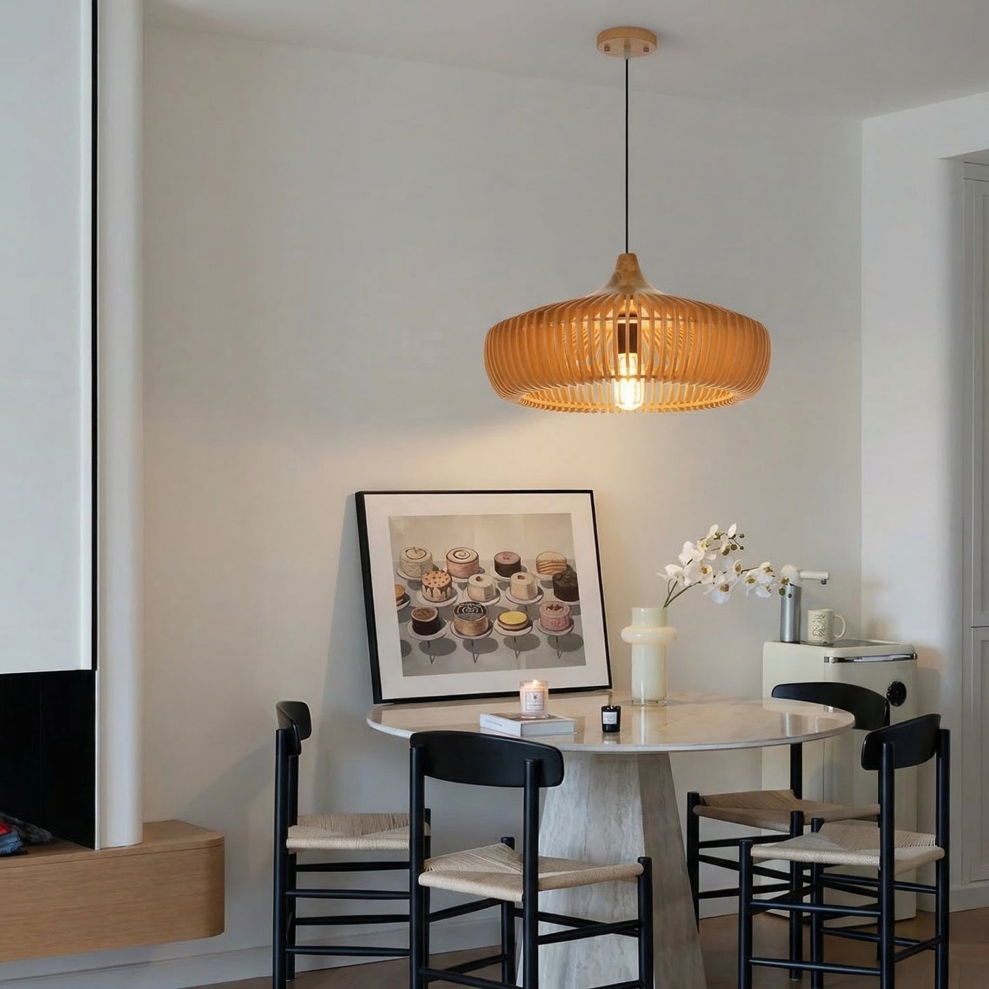Wood Slat Fin Pendant Light