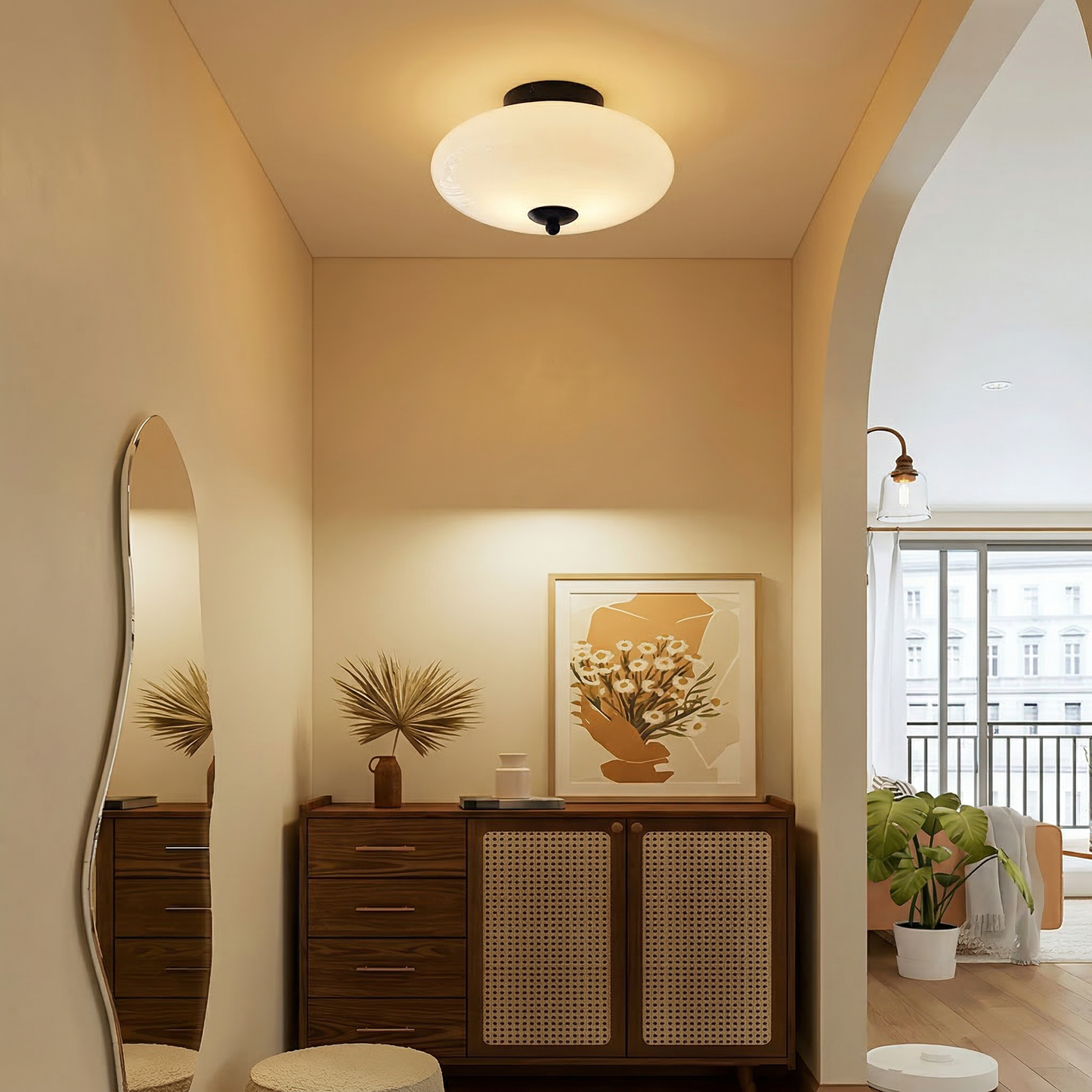 UFO Opal Glass Flush Mount Light