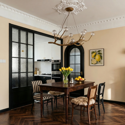 Organic Tree Branch Glass Globe Chandelier